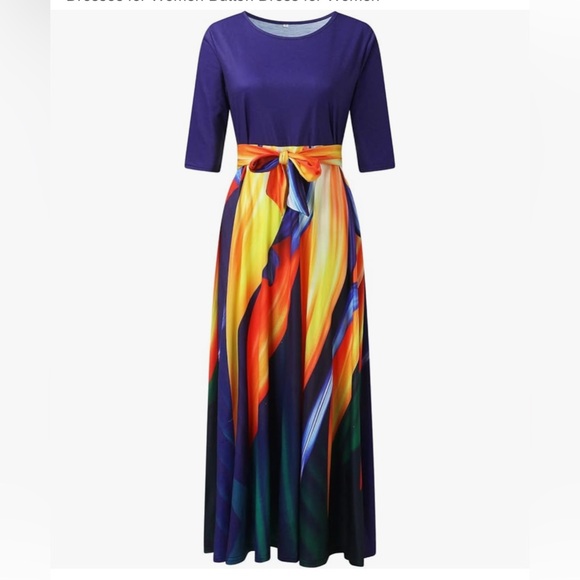 Womens Maxi Dress Long Sleeve Loose Floral Print - Picture 3 of 7